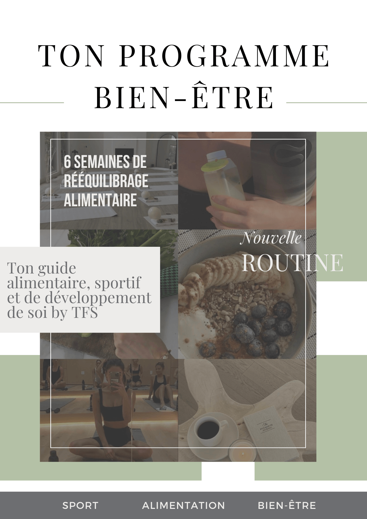 livre avec plusieurs images de sport et de recettes